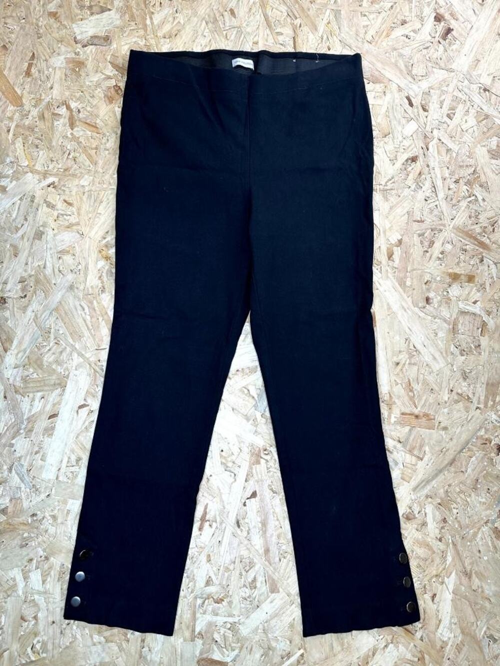 Van Heusen Women Black Stretch Pull On Ankle Pants Size 10 Regular Button Hem